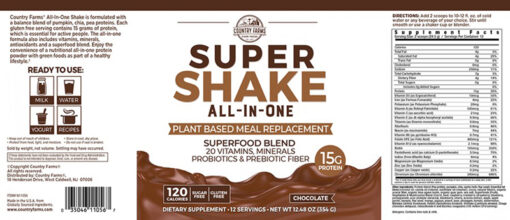 Thành phần có trong country farms all-in-one super shake